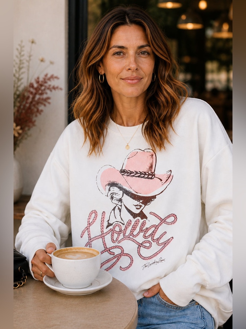 The Laundry Room Howdy Crewneck Sweatshirt White Size Medium New W/ Tags